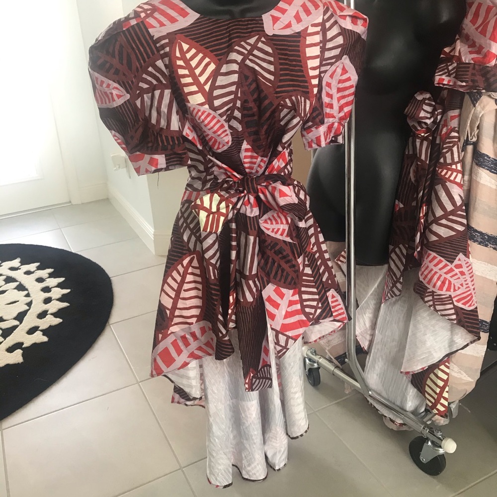 High low dress burgundy /brown with attached belt